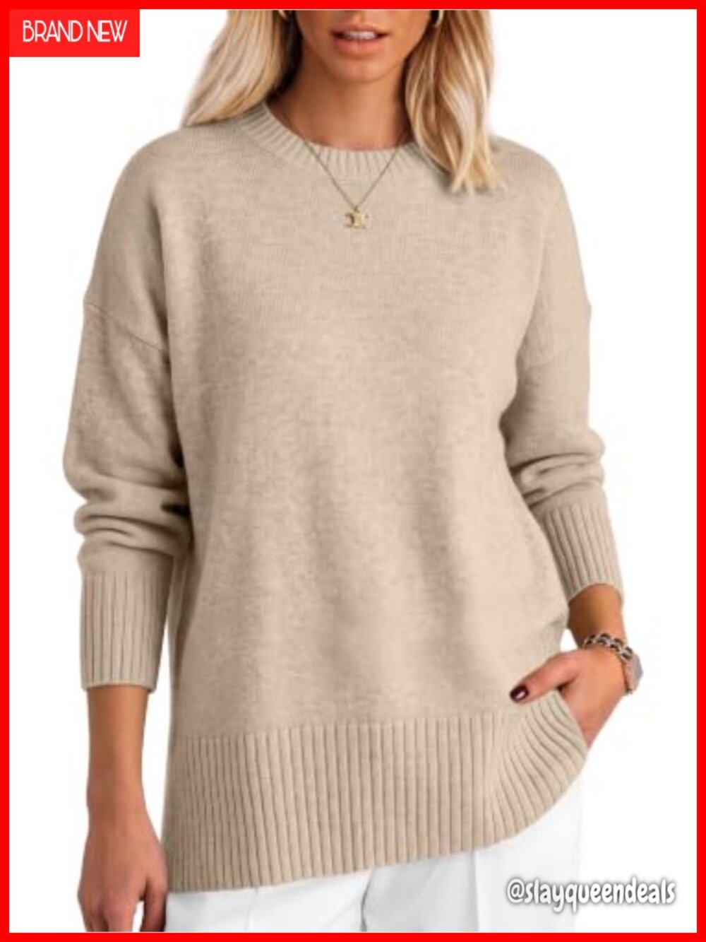 Oversized Batwing Sweater Women Loose Knit Pullover Fall Top